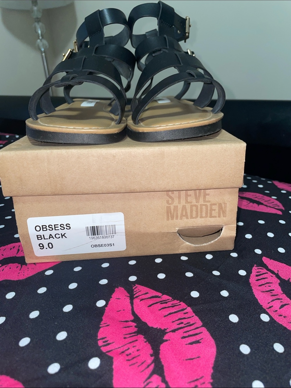 Steve Madden Black Multi-Strap Ankle Buckle Sandals